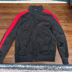 Puma Charcoal and Red Zip-Up Jacket